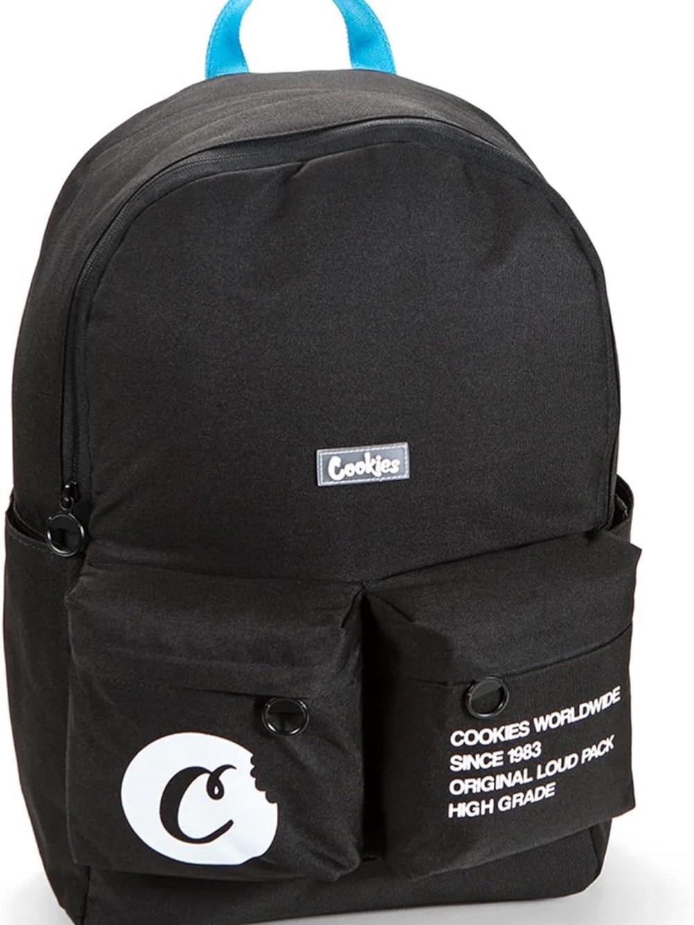 Cookies Black Backpack with Blue Carry Handle